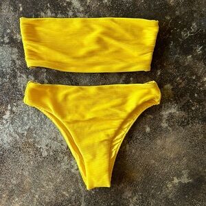 Seafolly yellow essentials tube top & high rise bottoms